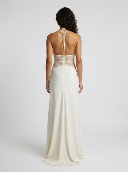 Yana Halter Lace Waist Maxi Dress - Ivory