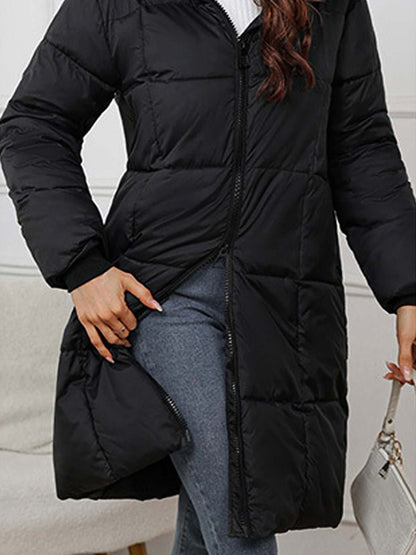 Yessenia Hooded Drawstring Puffer Parka - Black