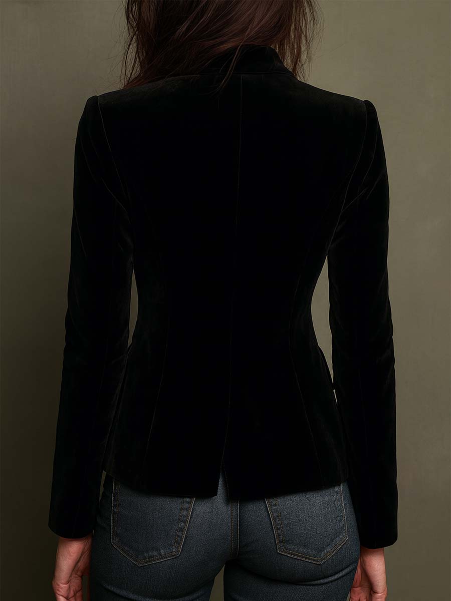 Ysabel Floral Embroidered Blazer - Black