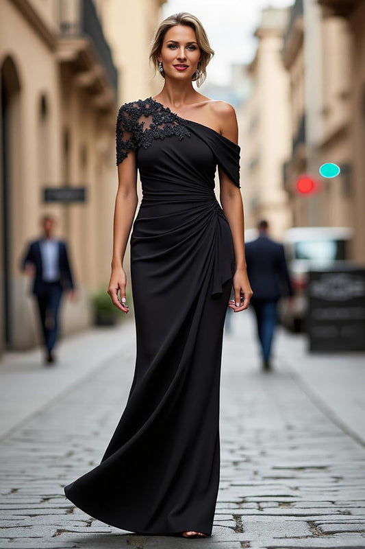 Zaida One Shoulder Maxi Dress - Black