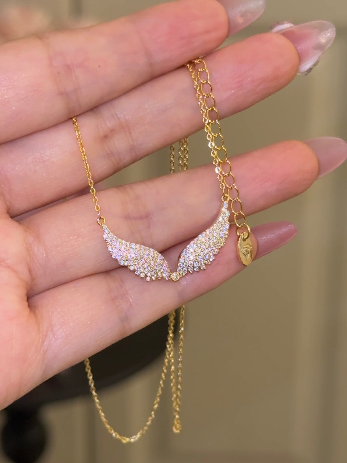 Zuleika Gold Angel Wing Necklace - Gold