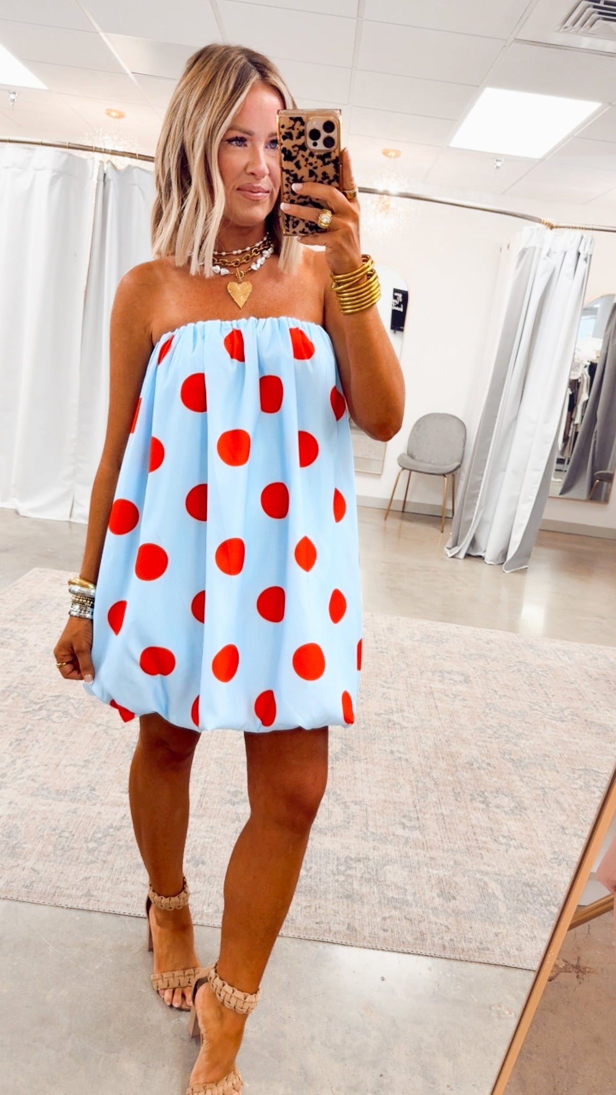 Amelina Bubble Mini Dress - Sky Blue