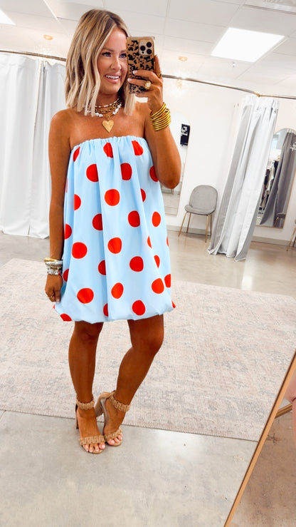 Amelina Bubble Mini Dress - Sky Blue
