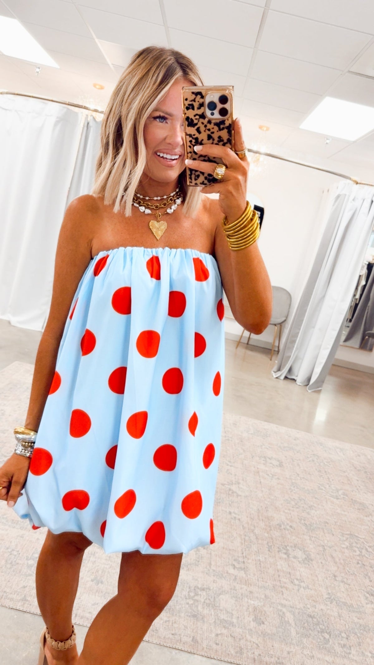 Amelina Bubble Mini Dress - Sky Blue