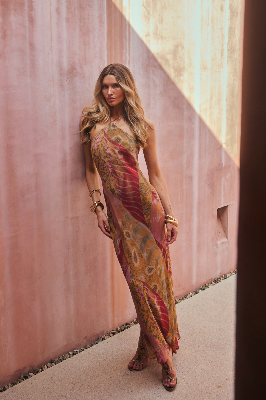 Aminta Halter Maxi Dress - Sunset