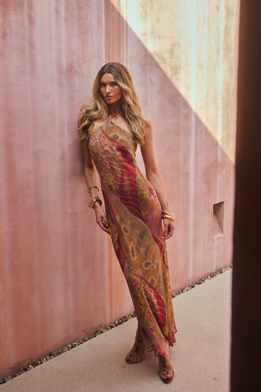 Aminta Halter Maxi Dress - Sunset