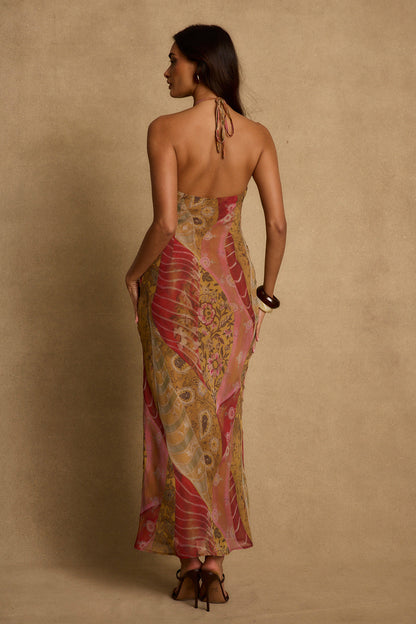 Aminta Halter Maxi Dress - Sunset