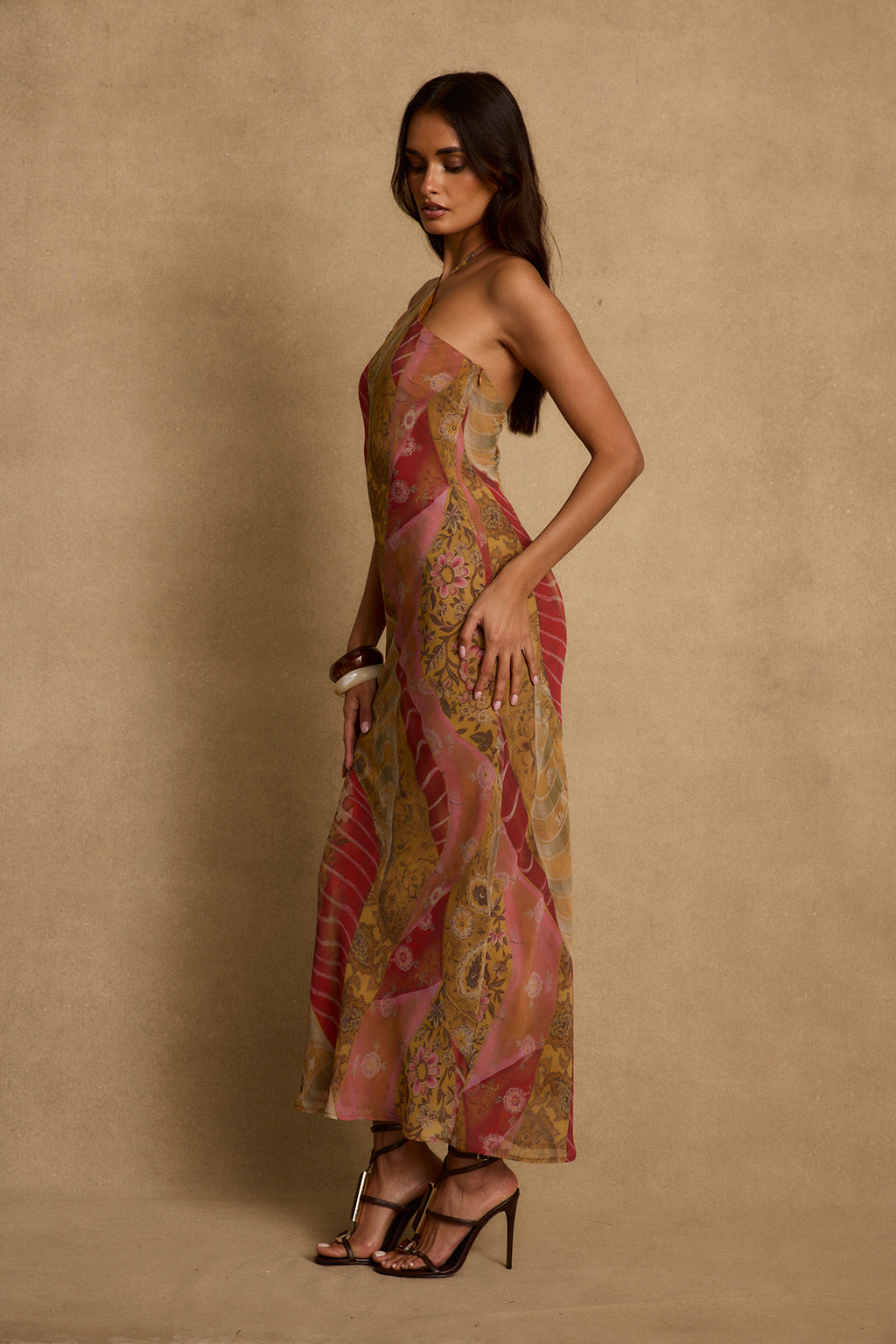 Aminta Halter Maxi Dress - Sunset