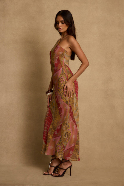 Aminta Halter Maxi Dress - Sunset