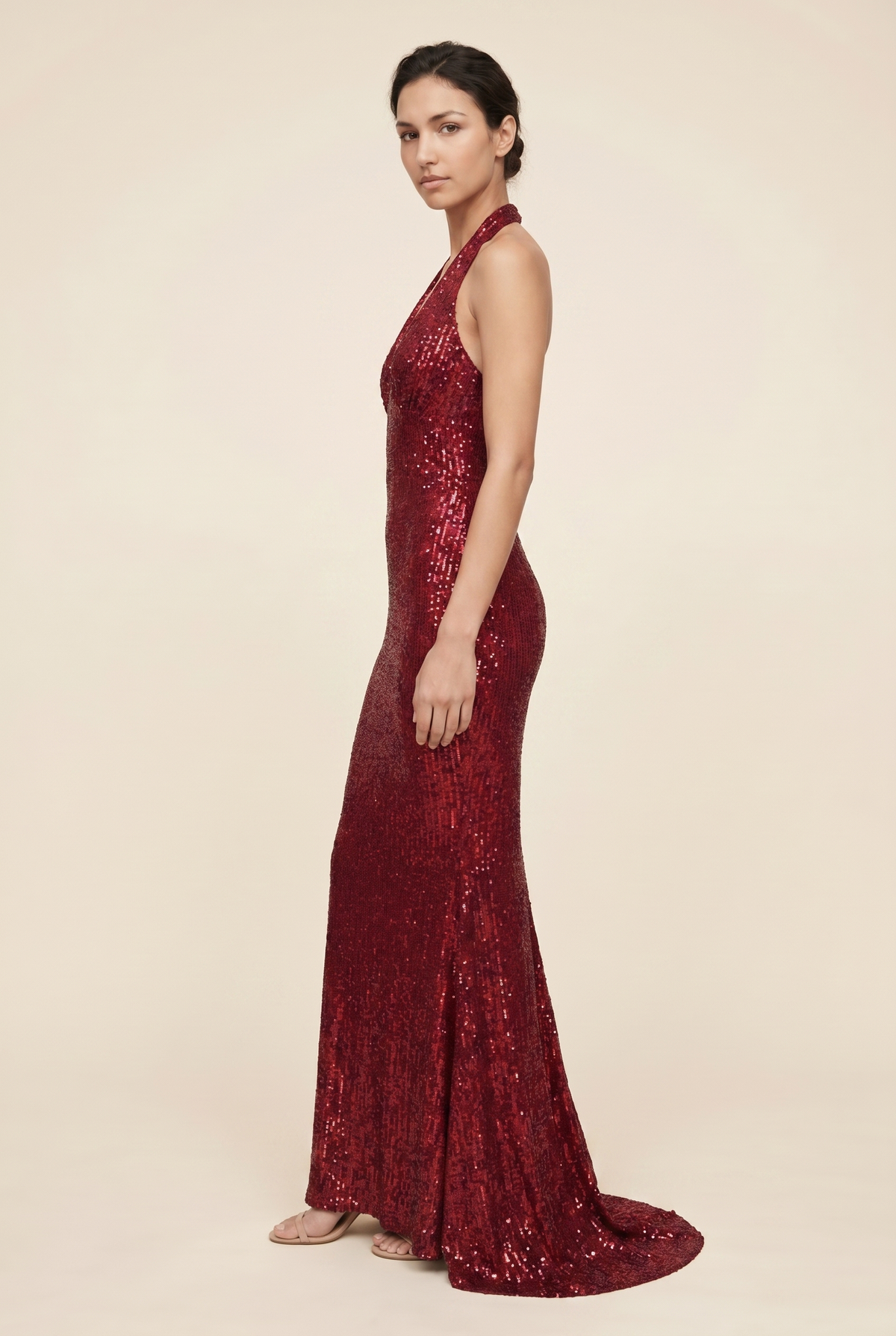 Aurolia Sequin Maxi Dress - Deep Red