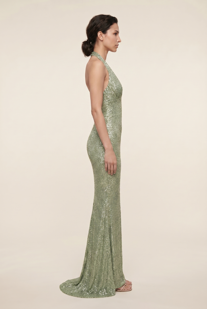 Aurolia Sequin Maxi Dress - Sage Green