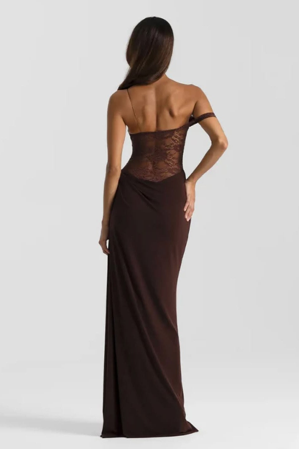 Bacela Lace Maxi Dress - Chocolate Brown