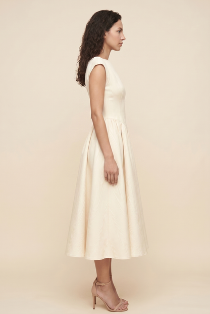 Bernadette Cap Sleeve Midi Dress - Ivory