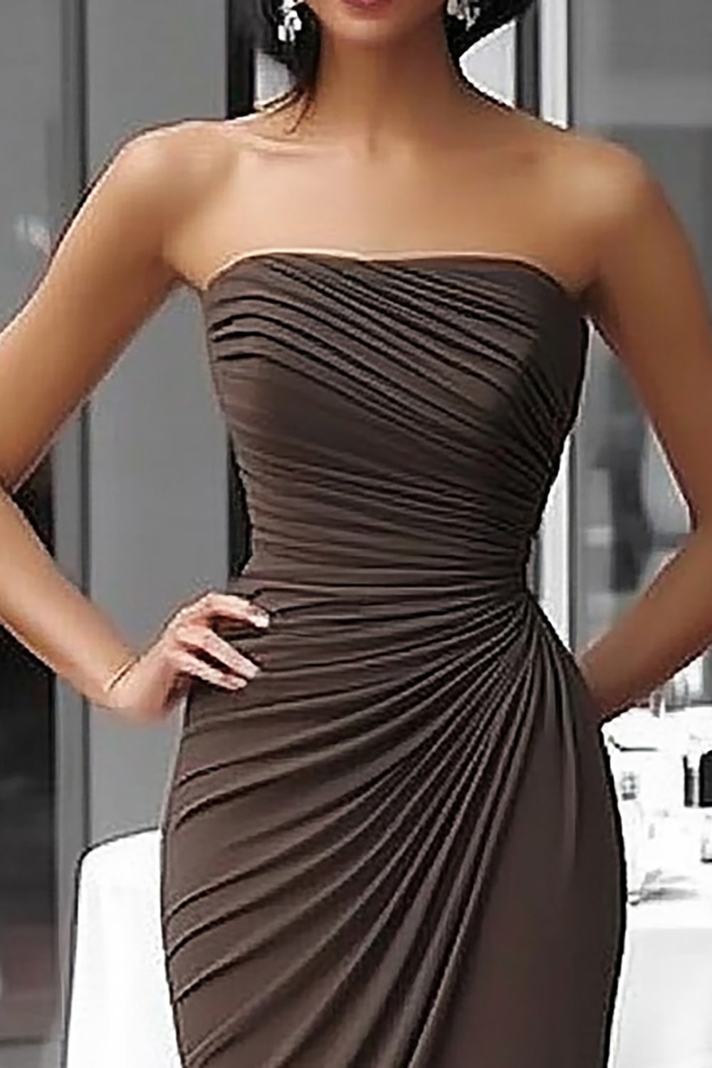Catriona Strapless Maxi Dress - Coffee