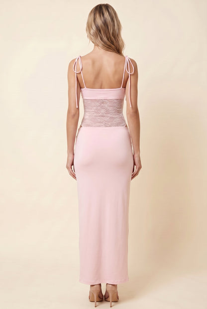 Cecile Lace Maxi Dress - Baby Pink