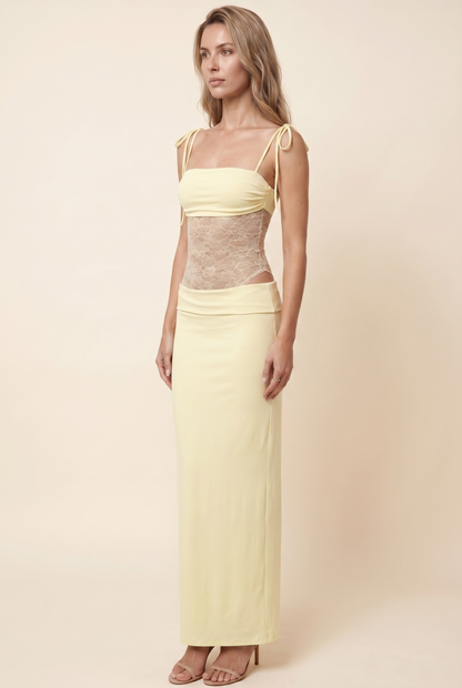 Cecile Lace Maxi Dress - Butter Yellow