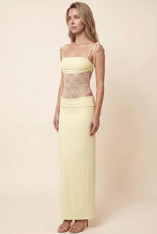 Cecile Lace Maxi Dress - Butter Yellow