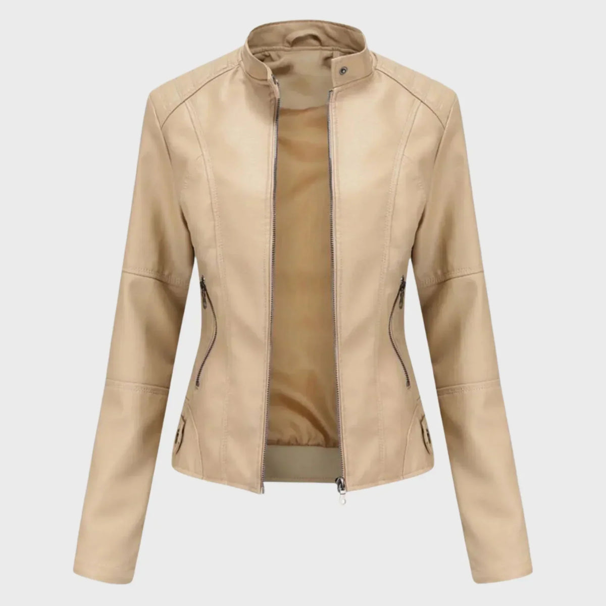 Charis Zip Front Jacket - Beige