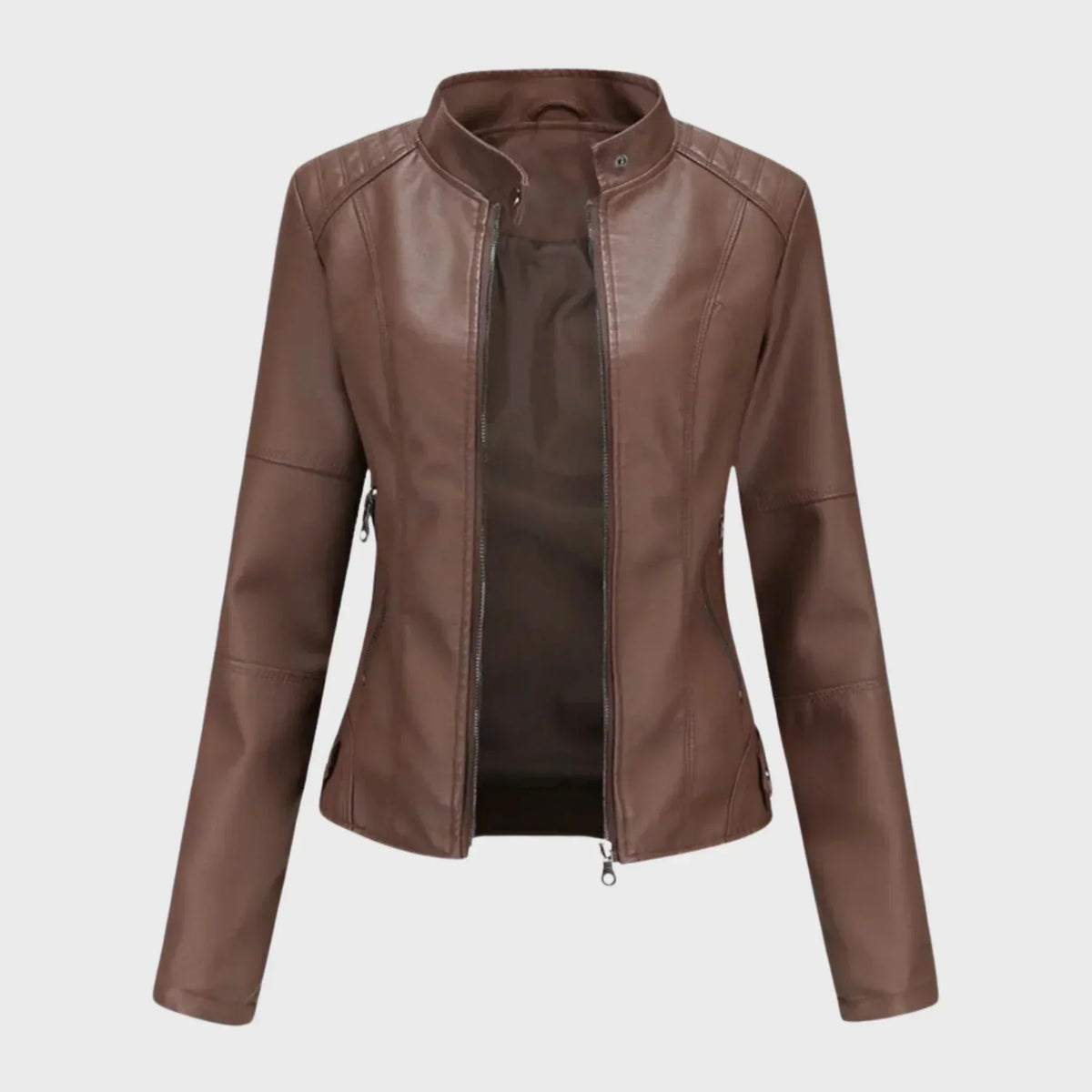 Charis Zip Front Jacket - Brown
