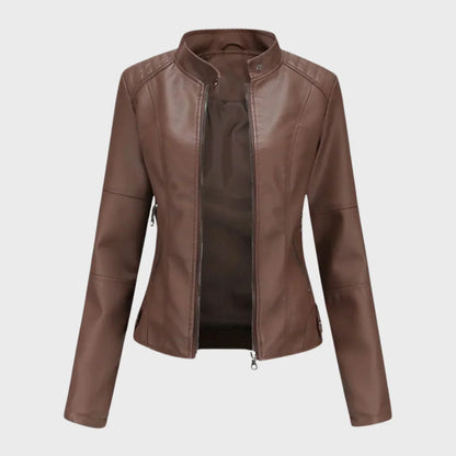 Charis Zip Front Jacket - Brown