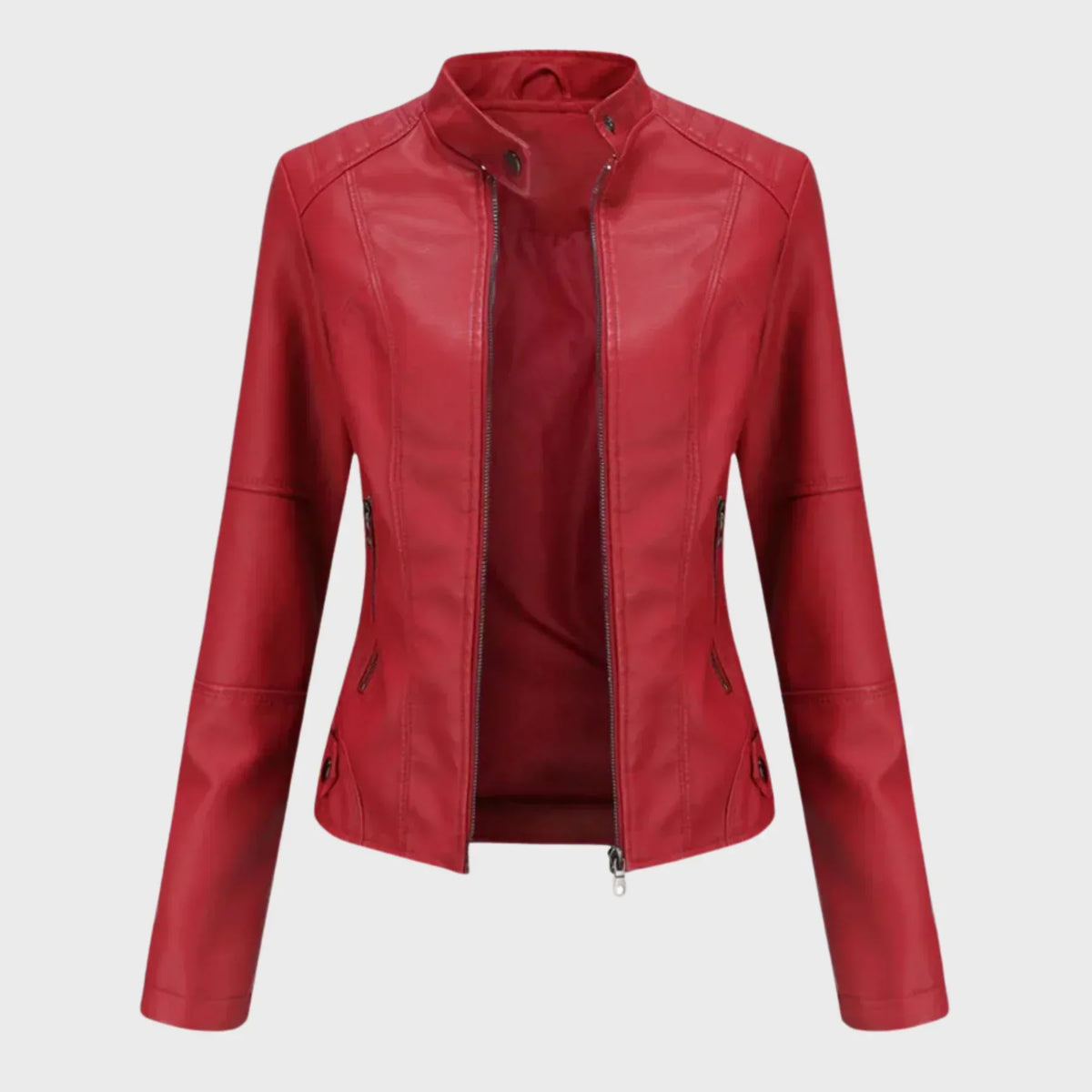 Charis Zip Front Jacket - Red