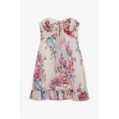 Chiara Bow Mini Dress - Ivory Floral
