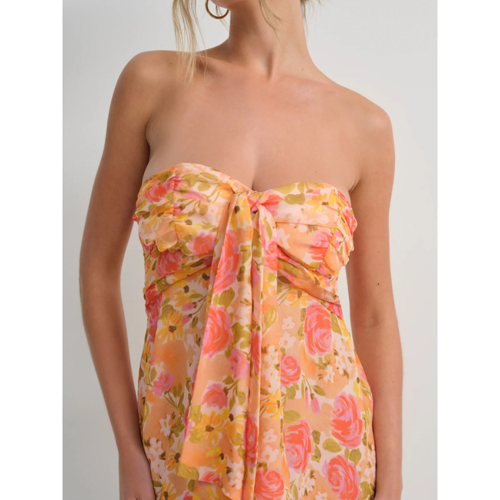 Chiara Bow Mini Dress - Sunset Floral