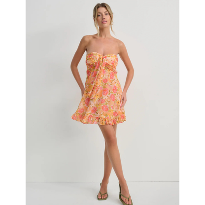 Chiara Bow Mini Dress - Sunset Floral
