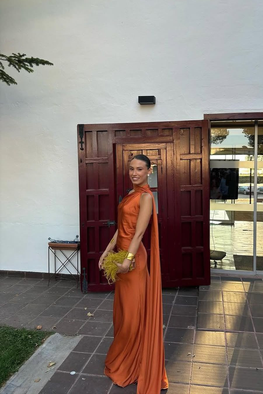 Ciara Satin Maxi Dress - Rust Orange