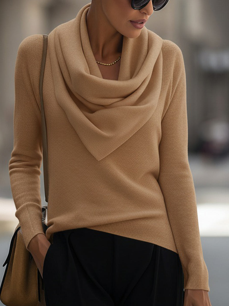 Clotilde Cowl Neck Sweater - Caramel