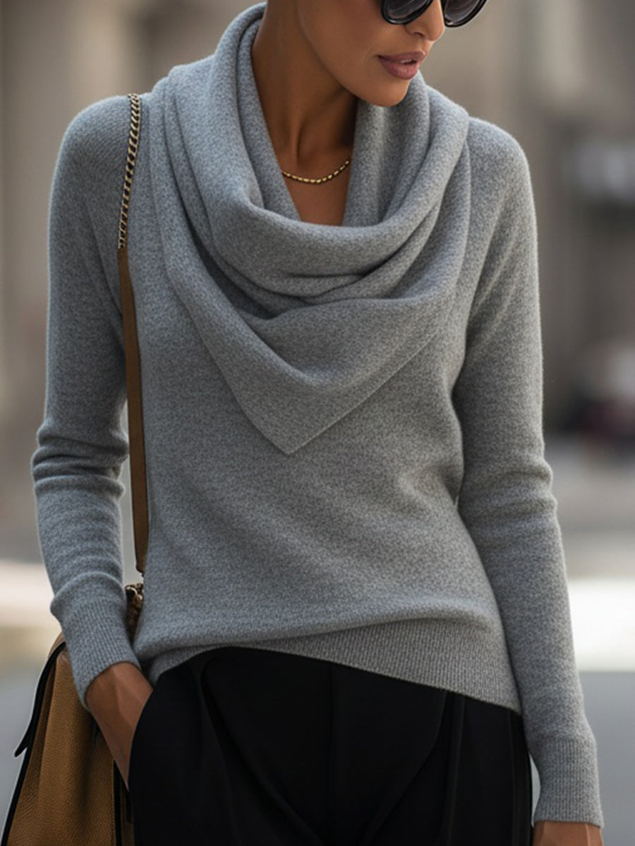 Clotilde Cowl Neck Sweater - Heather Grey