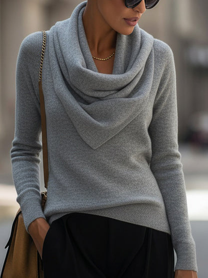 Clotilde Cowl Neck Sweater - Heather Grey