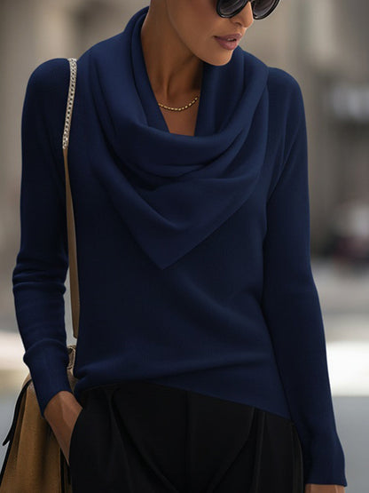 Clotilde Cowl Neck Sweater - Navy