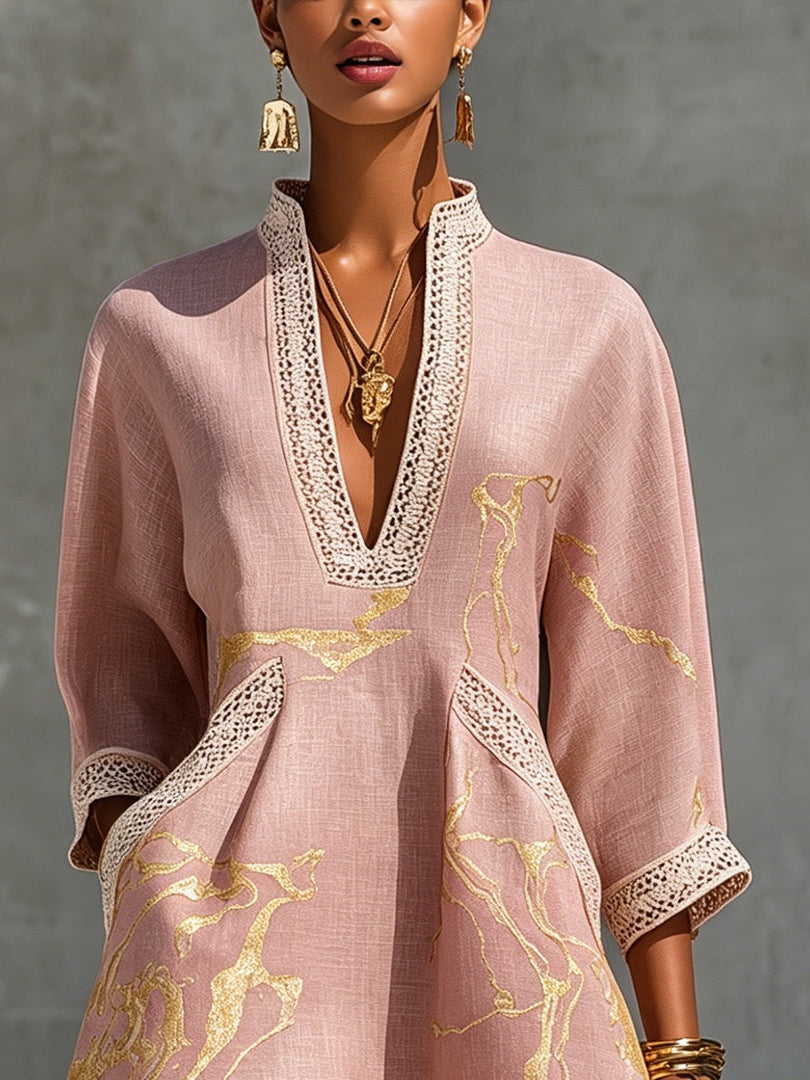 Colombe Crochet Lace Mini Dress - Rose Gold