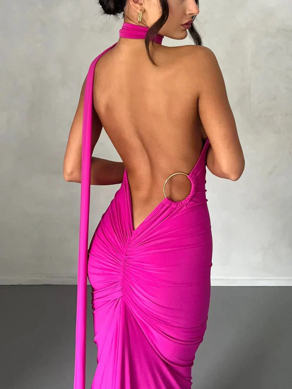 Consta One Shoulder Maxi Dress - Fuchsia