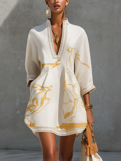 Consuela Crochet Lace Mini Dress - Golden Ivory