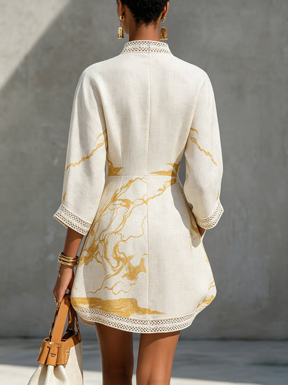 Consuela Crochet Lace Mini Dress - Golden Ivory