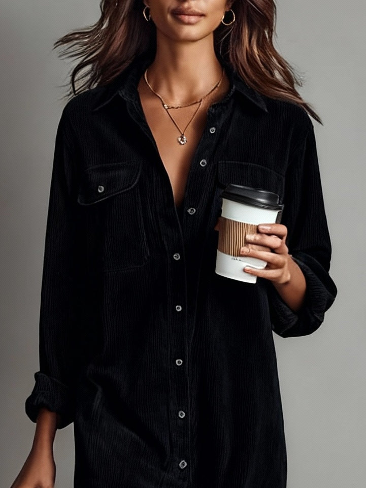 Corisande Corduroy Midi Dress - Black