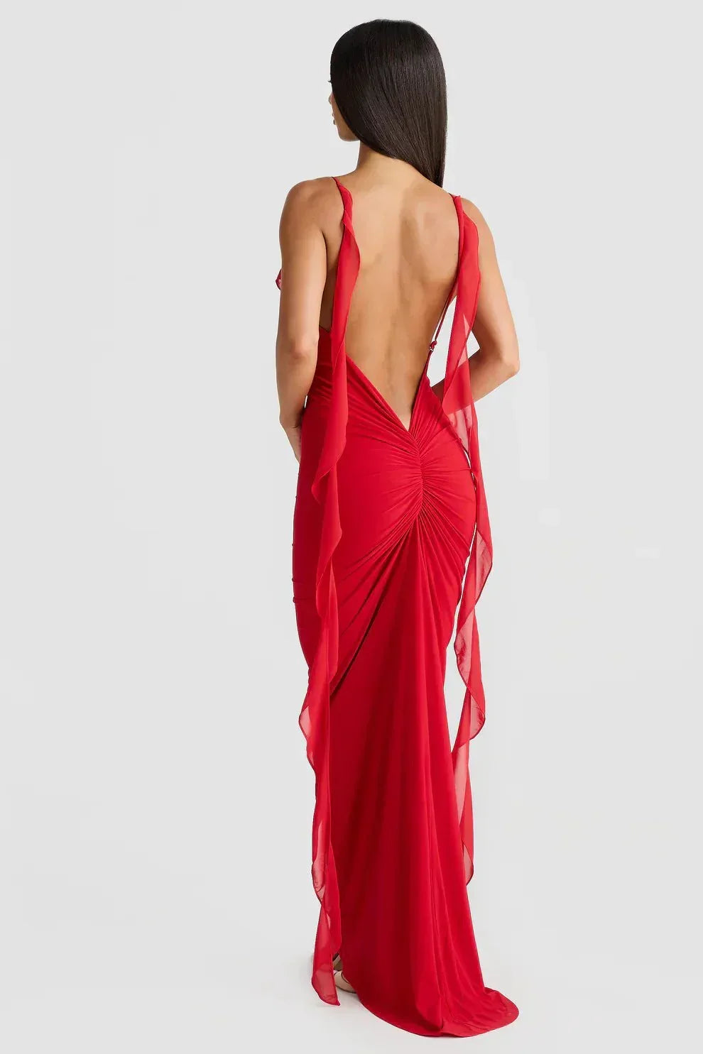 Daini Rosette Maxi Dress - Red
