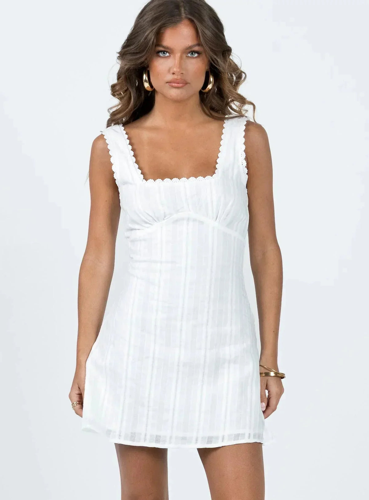 Dasha Square Neck Mini Dress - White