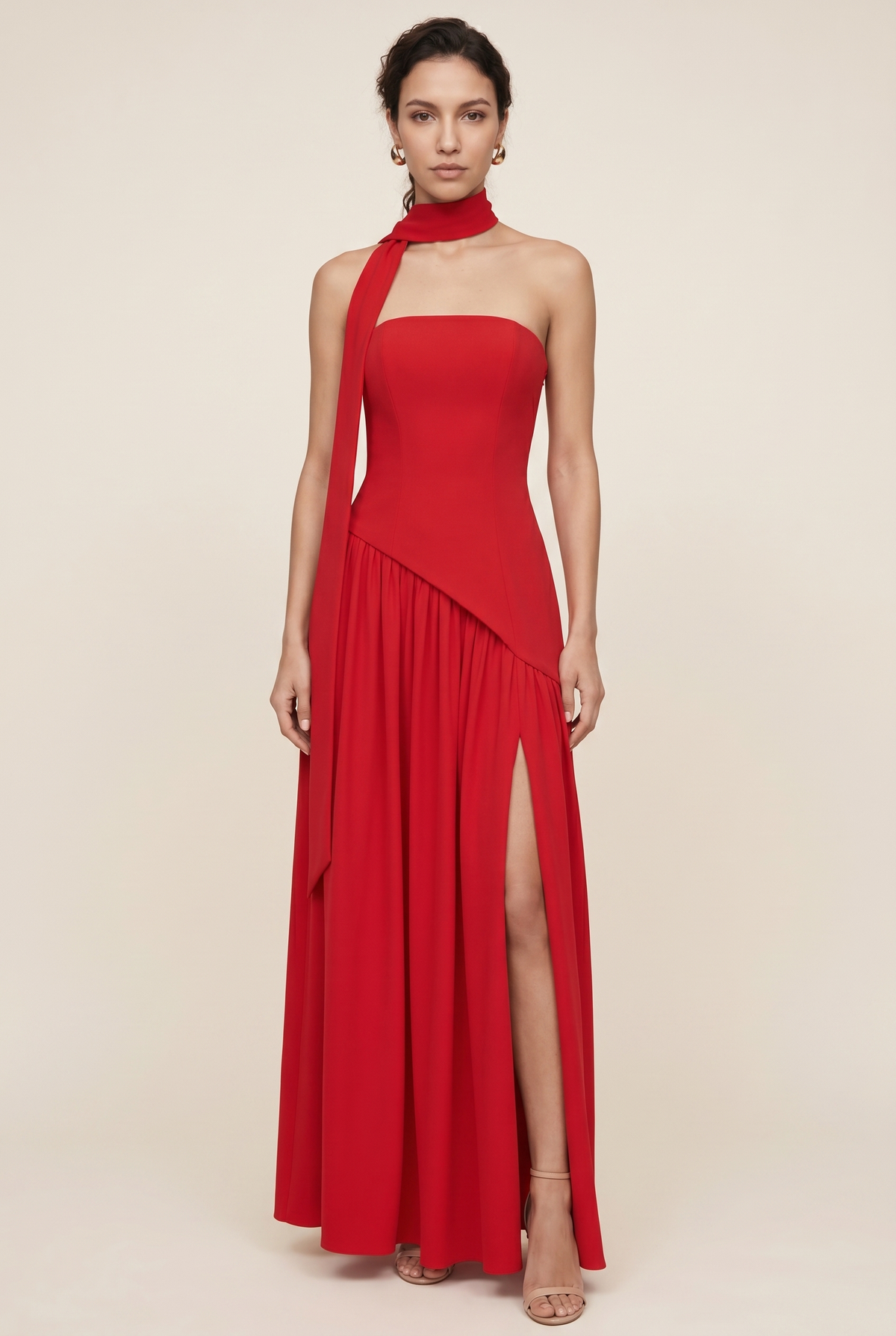 Delphina Strapless Maxi Dress - Red