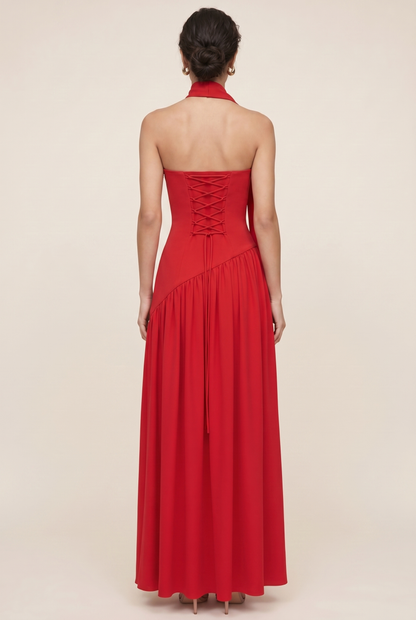 Delphina Strapless Maxi Dress - Red