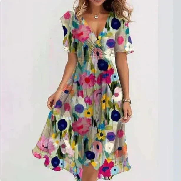 Domenica Wrap Midi Dress - Floral Multi