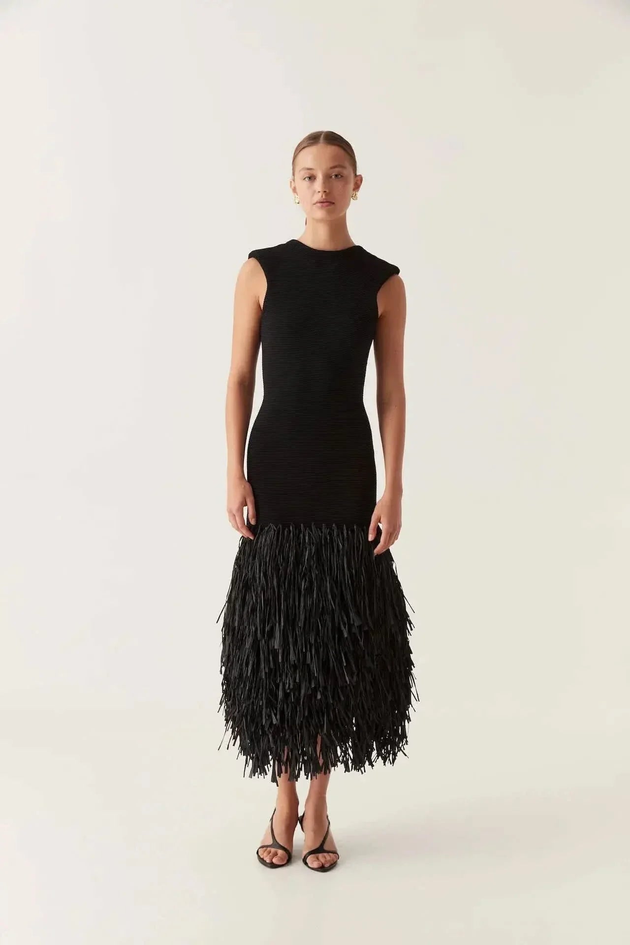 Women's Cocktail Sleeveless Fringe Midi Dress - product image 1