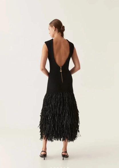 Women's Cocktail Sleeveless Fringe Midi Dress - product image 3