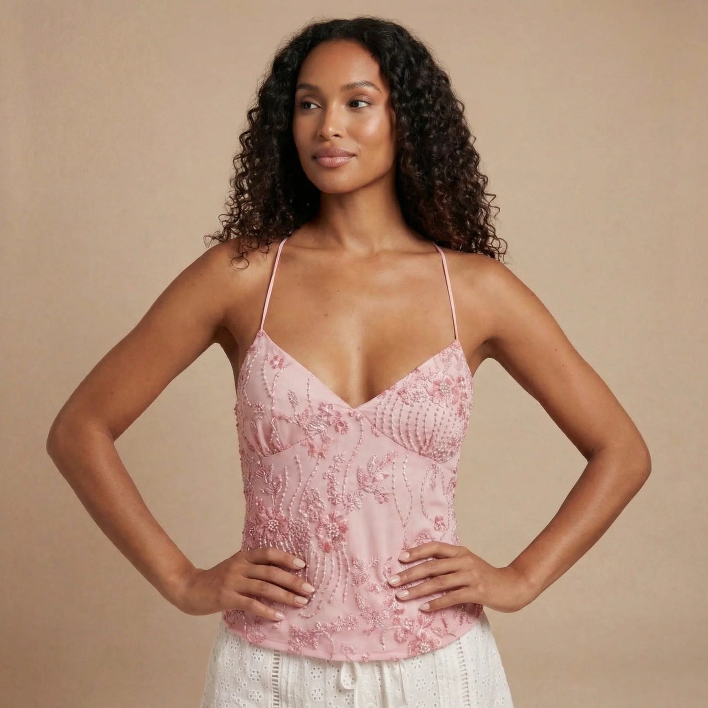 Women's Cocktail Sequin V Neck Cami Top - product image 1