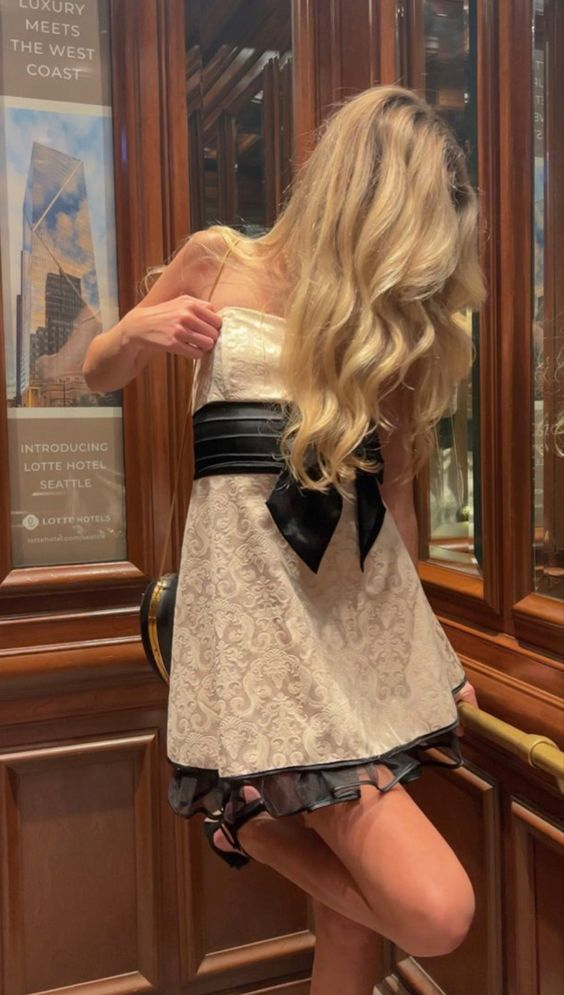 Edwina Sash Mini Dress - Champagne
