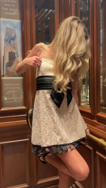Edwina Sash Mini Dress - Champagne