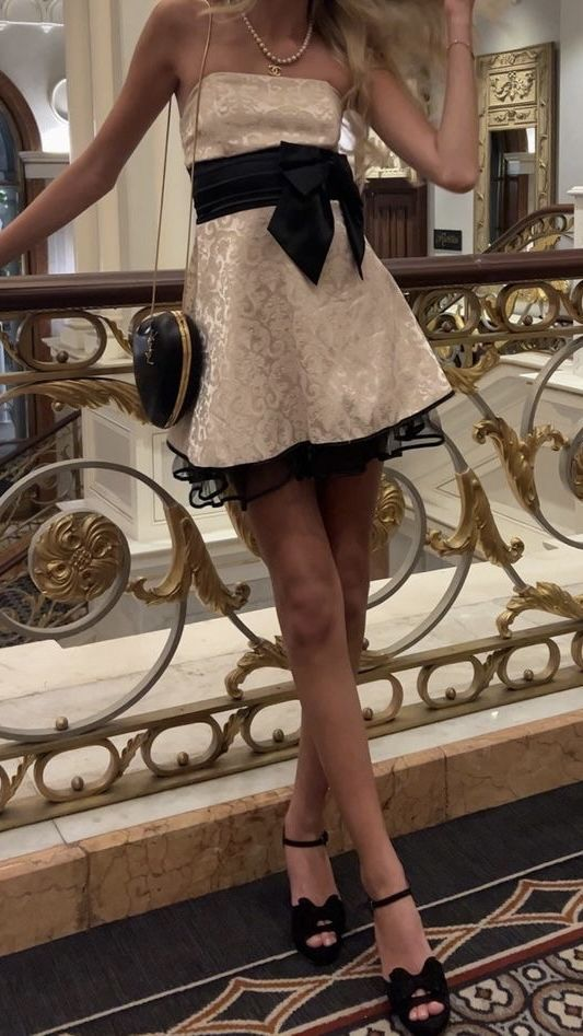 Edwina Sash Mini Dress - Champagne
