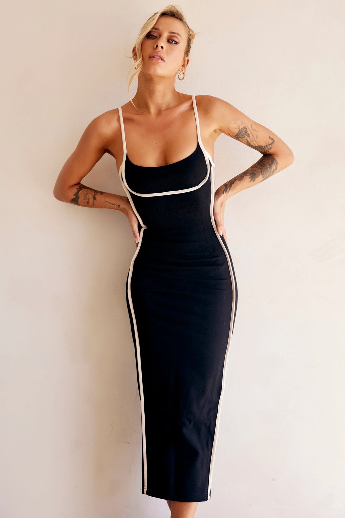 Eleonora Bodycon Midi Dress - Black
